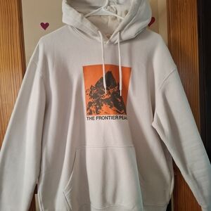 H&M White Hoodie with Orange Graphic